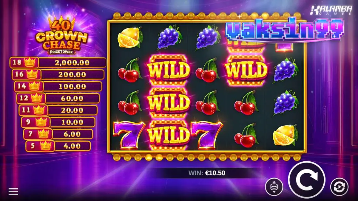 Tampilan visual slot 40 Crown Chase PrizeTower dengan tema mahkota.
